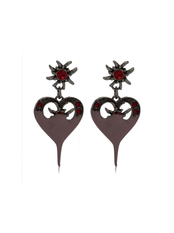 Dipped Heart Embellished Earrings