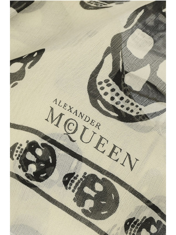 Alexander Mcqueen White Silk Mufflers