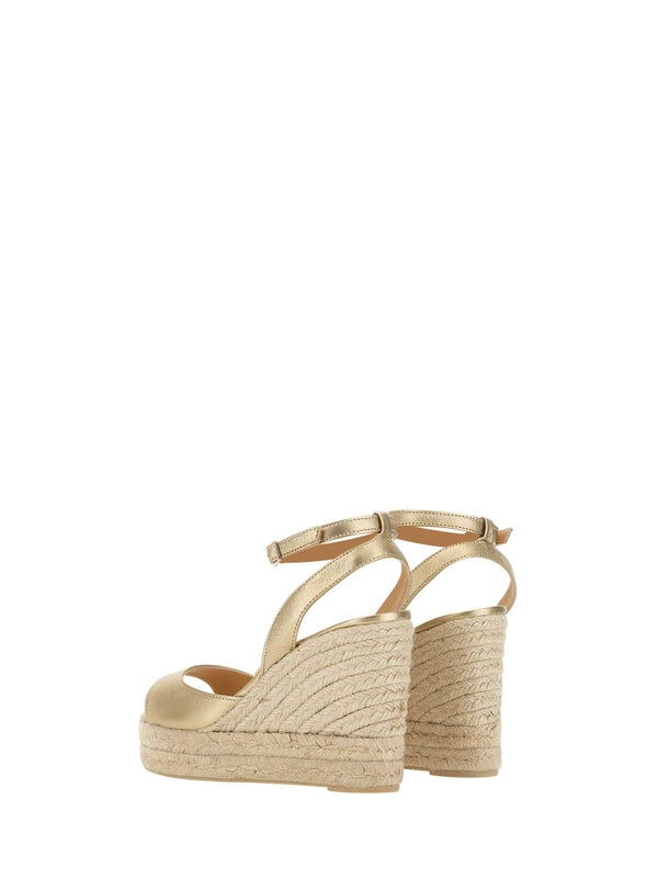 Castañer Gold Wedge Sandals
