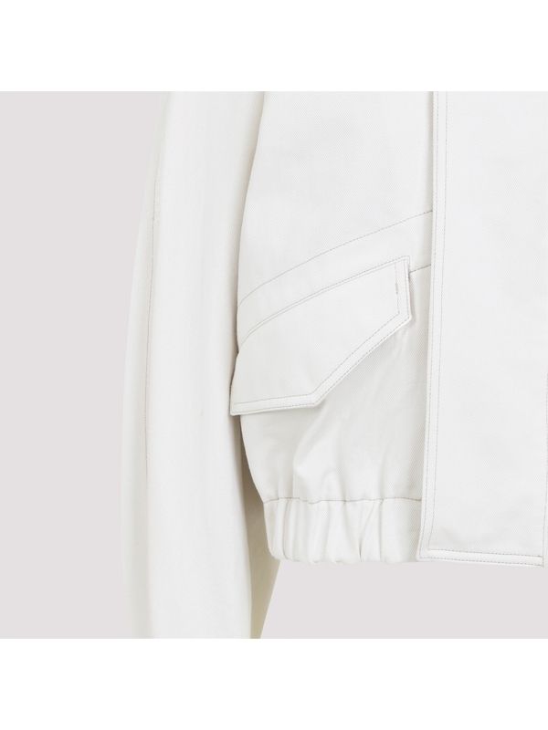 Cropped Twill Cotton Bomber Jacket
