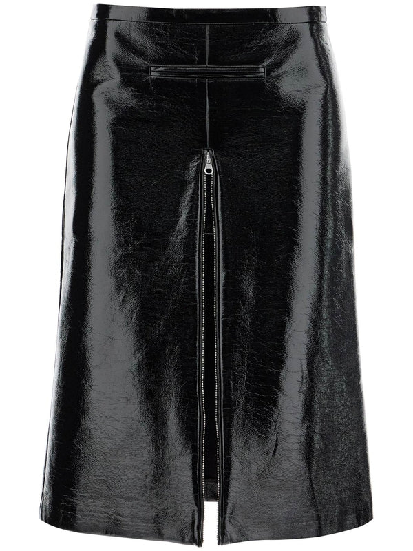 Vinyl Zip-Up Midi Skirt