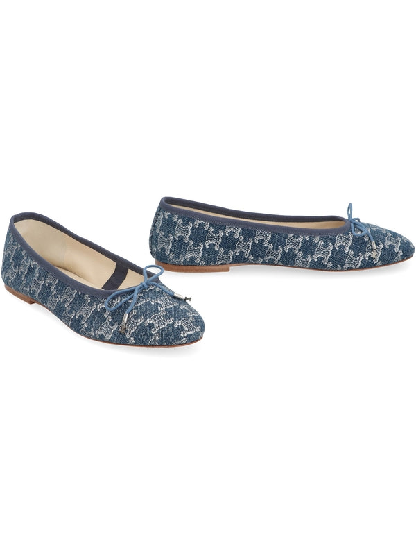 Triomphe Pattern Denim Flat Shoes