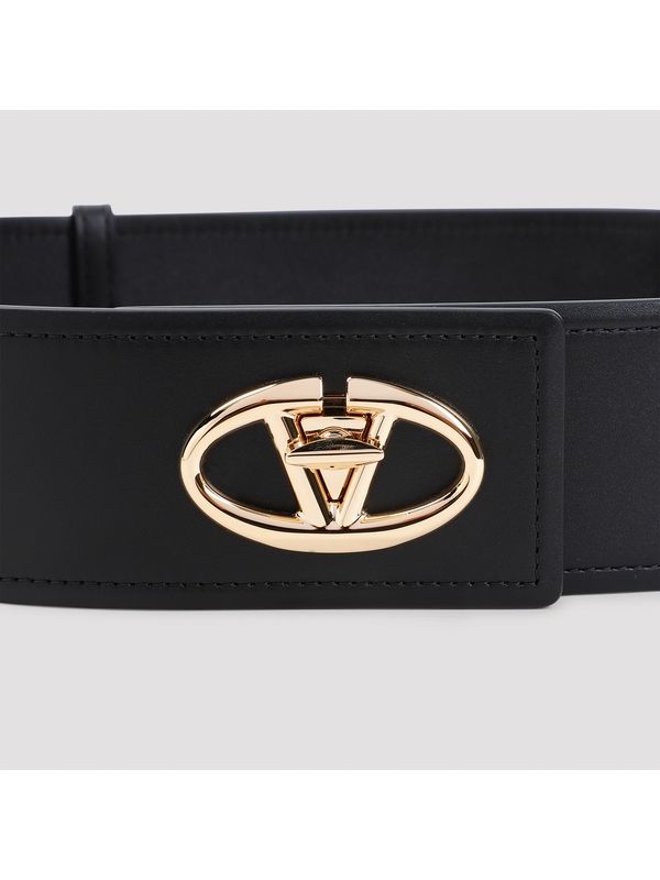 V Logo Leather Belt