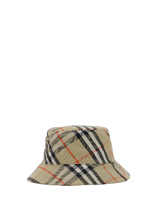 Check Cotton Blend Bucket Hat