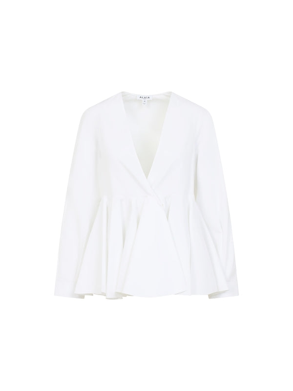 Wrap Flare Cotton Blouse