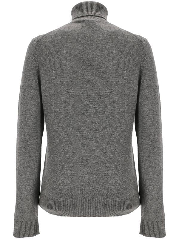 High Neck Rib Cashmere Knit