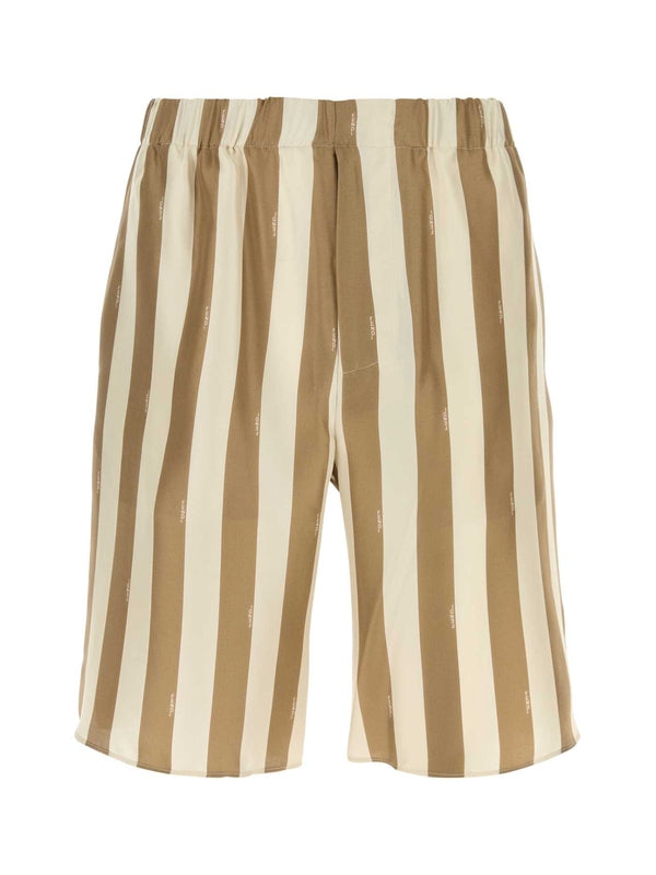 Stripe Silk Bermuda Shorts