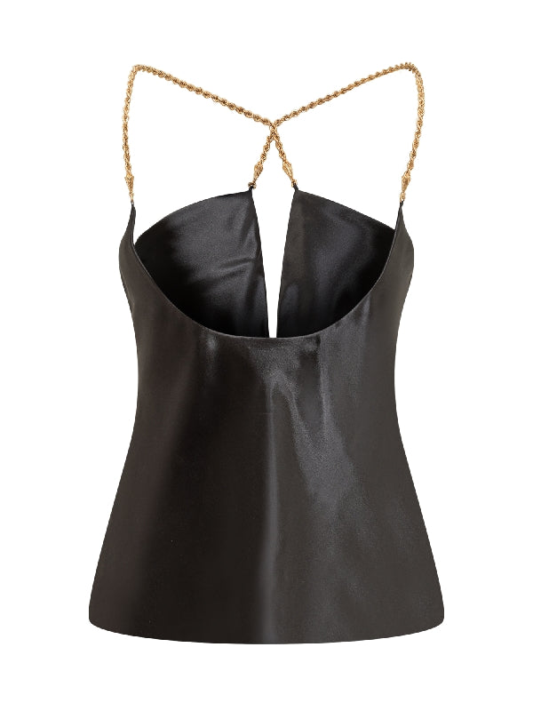 Chain Cross Strap Satin Slip Top