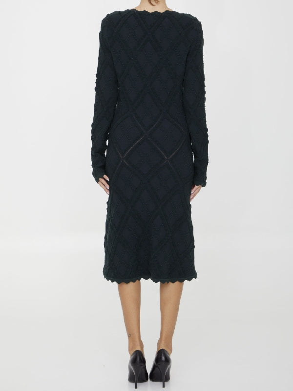 Aran Wool Scallop Line Knit Dress