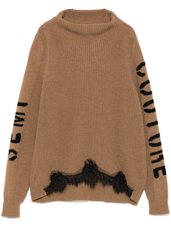 Logo Sleeve Wool Knit