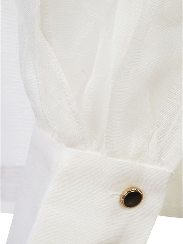 Bow Detail Linen Silk Shirt