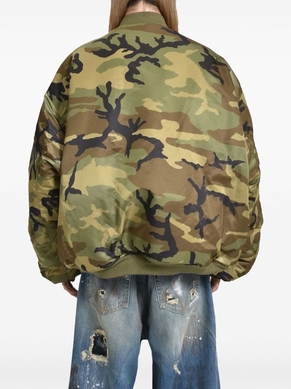 Camouflage Oversized Nylon Bomber