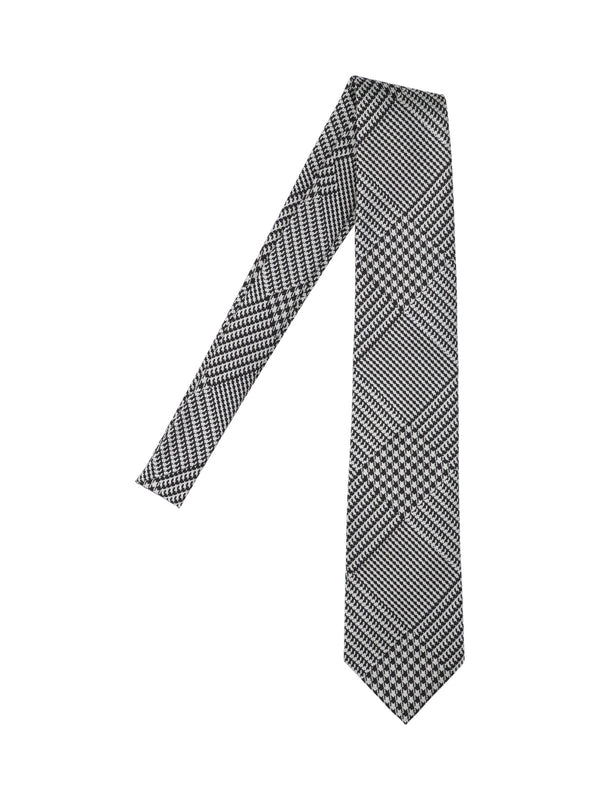 Houndstooth Pattern Silk Necktie