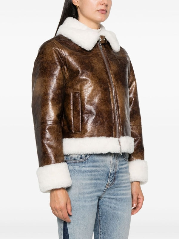 Lorelle Shearling Collar Fake Leather
  Jacket