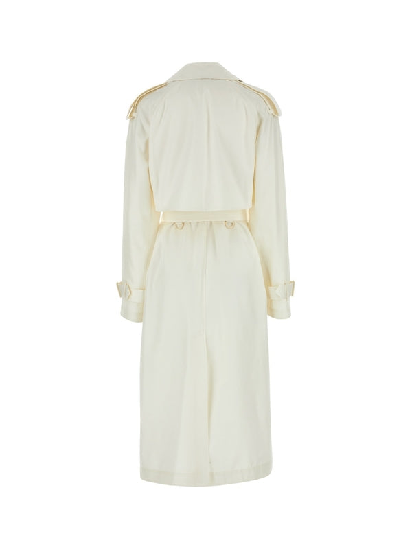 Belted Double Silk Trench Coat