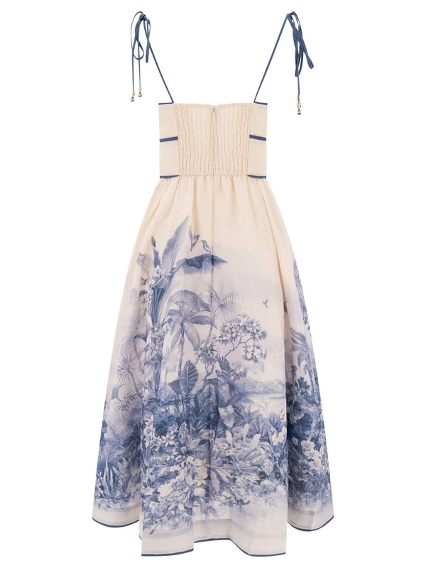 Wylie Flower Printing Midi Dress