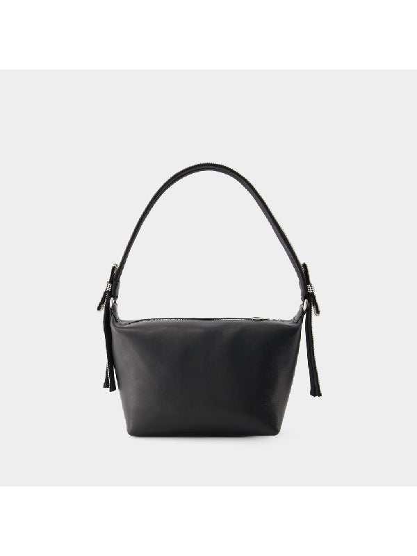 Double Bow Leather Pouch Tote Bag