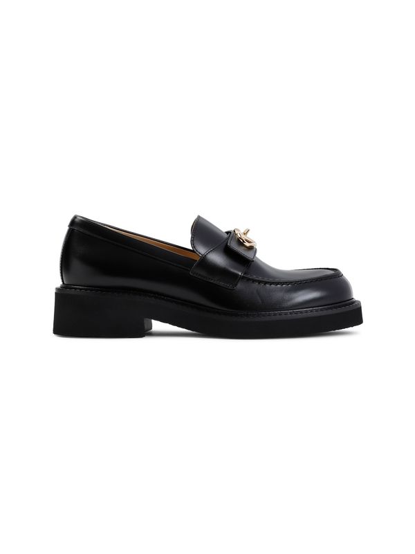 V Logo Leather Loafers