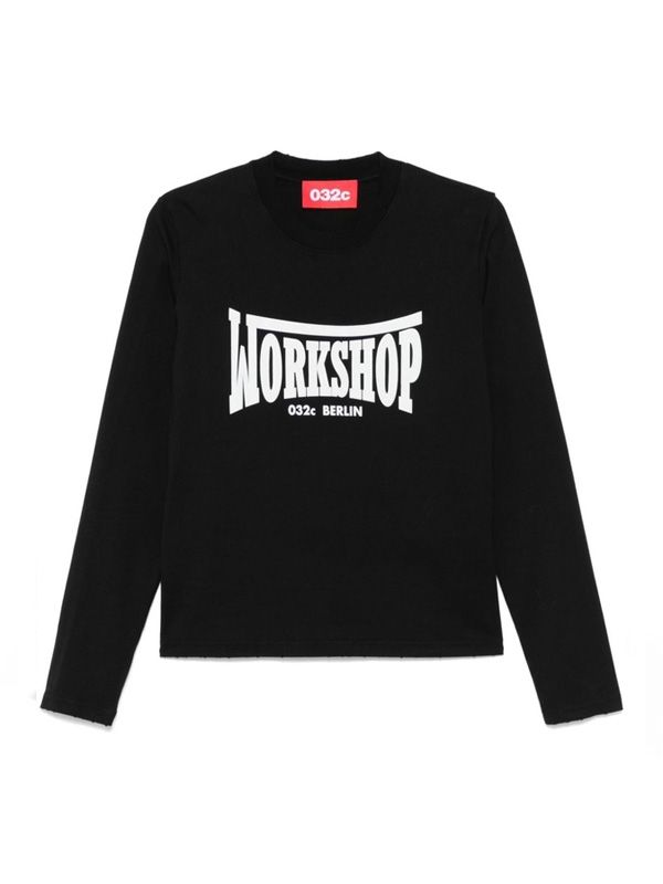 Logo Printed Cotton Long Sleeve Top