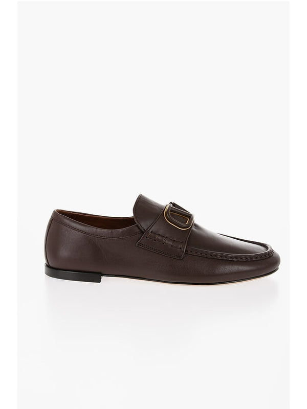 V Logo Calfskin Loafers