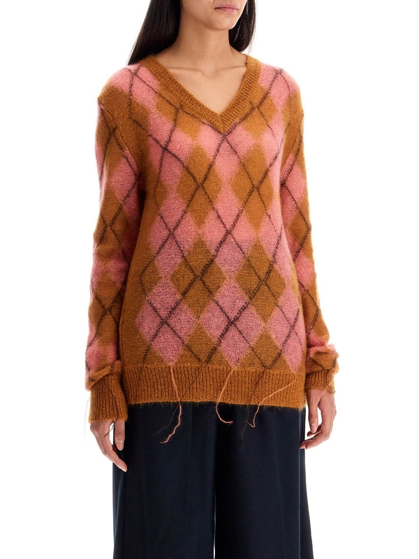 Argyle Mohair Blend Knit