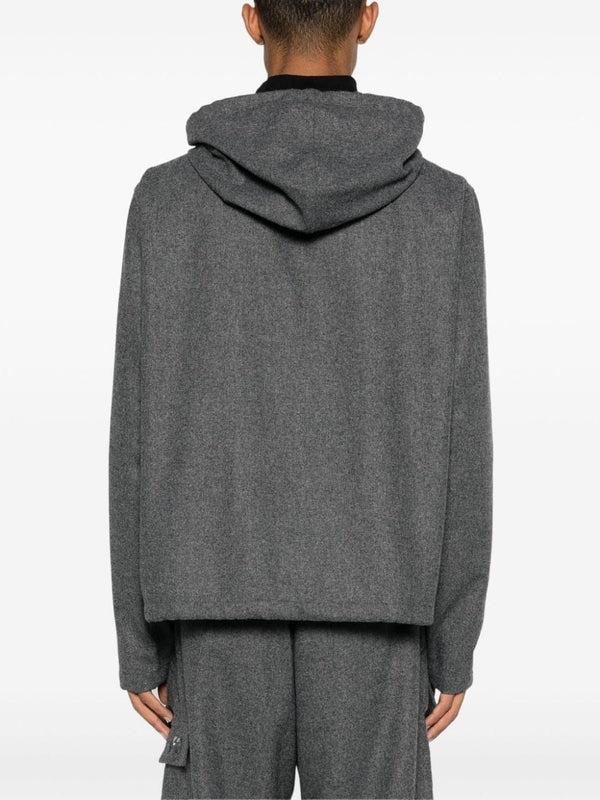 Wool Blend Hooded Zip-up - Jente