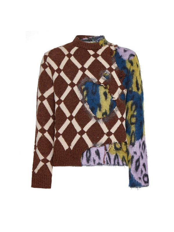 Argyle Pattern Wool Knit