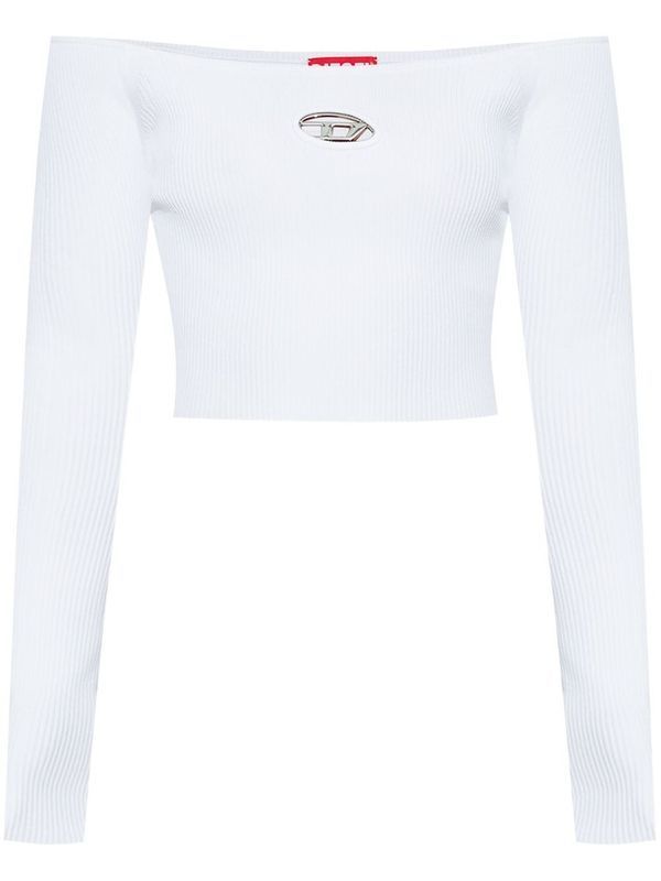 Vera Logo Cutout Off-Shoulder Knit