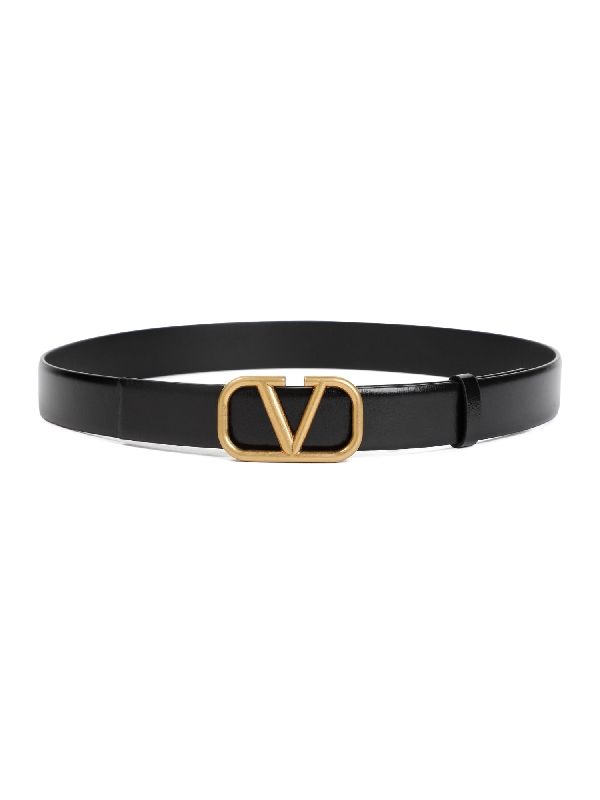 V Logo Leather Belt