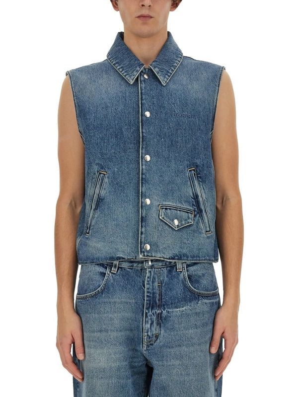 Chest Logo embroidery Denim Vest