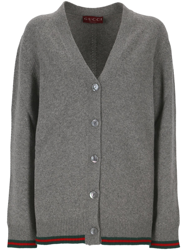 Web Detail V-Neck Cardigan