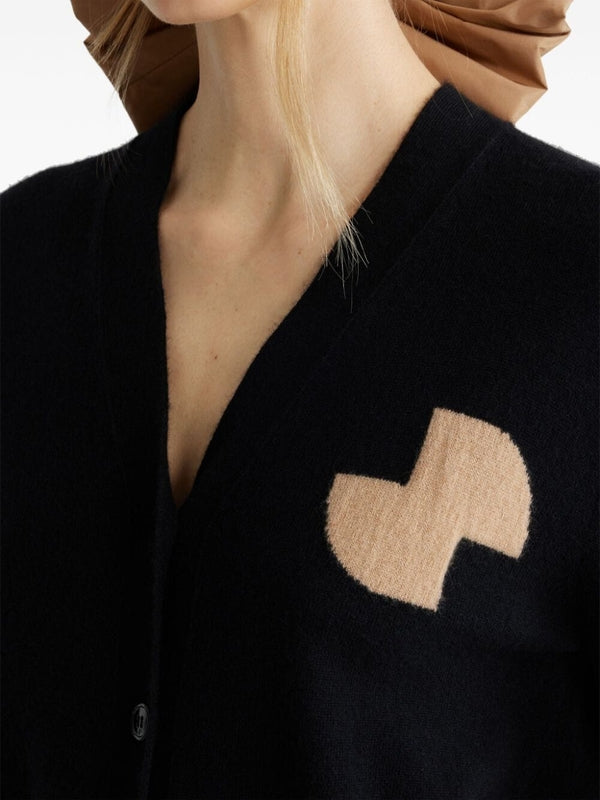 刺繍ディテール ウール カシミア カーディガン