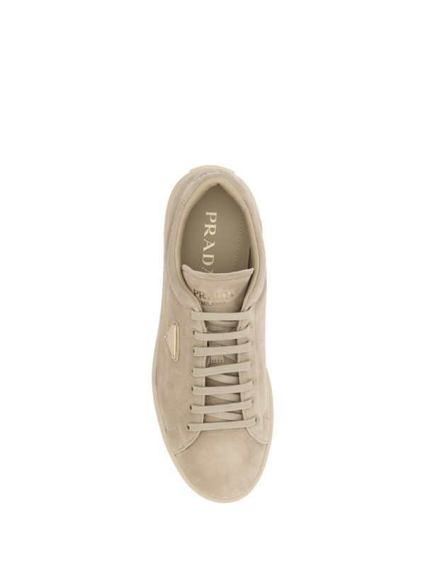 Triangle Logo Suede Low-Top Sneakers