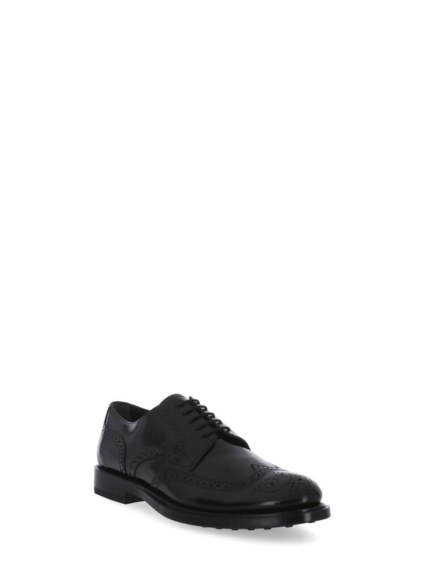 Black Leather Lace-up Shoes