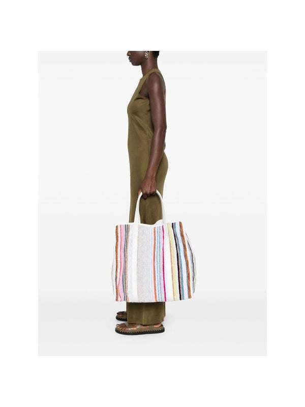 Stripe Pattern Cotton Tote Bag