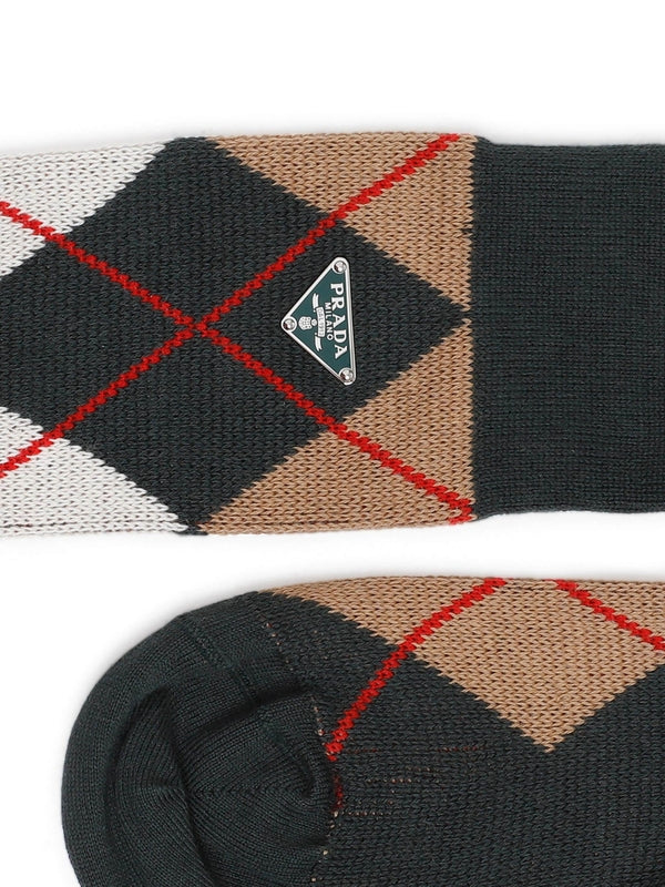 Triangle Logo Argyle Pattern Socks