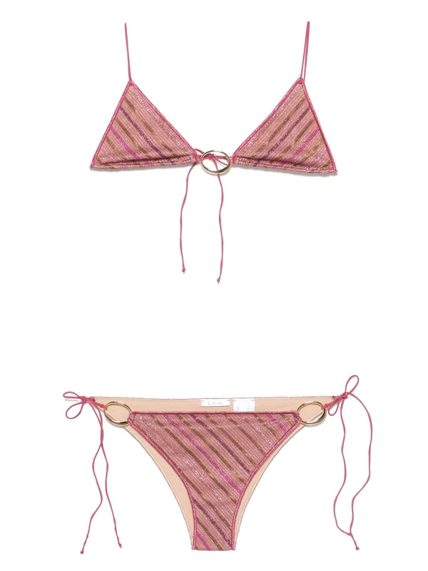 Shiny Stripe Pattern Bikini