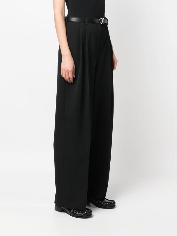 Belted Wool Pleats Pants