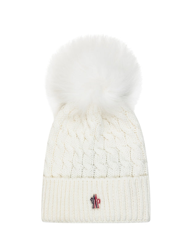 Logo Patch Pom-Pom Wool Beanie