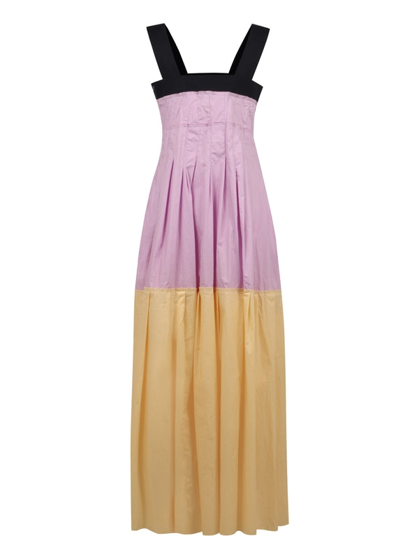 Colorblock Pleated Cotton Dress