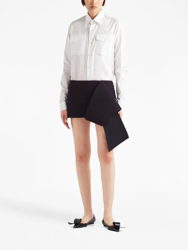 Asymmetric Hem Wool Mini Skirt