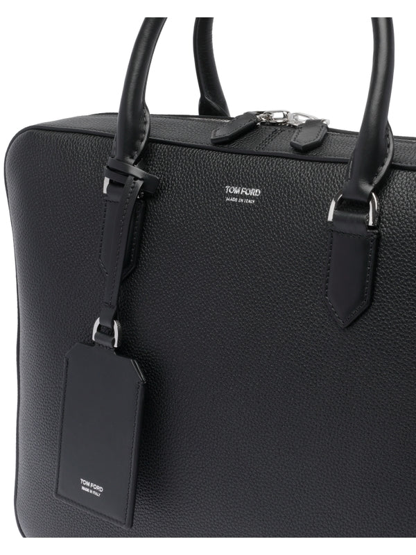 Logo Detail Leather Briefcase