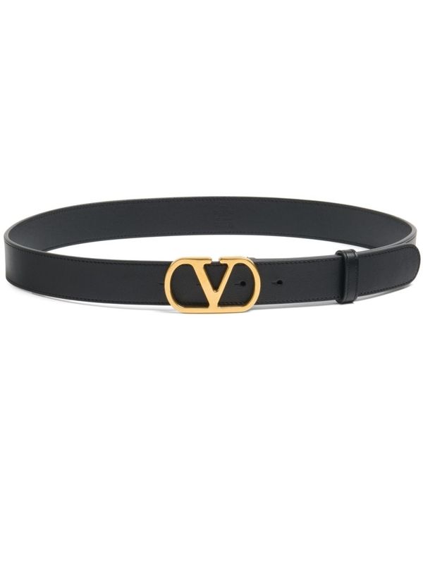 V Logo Leather Belt