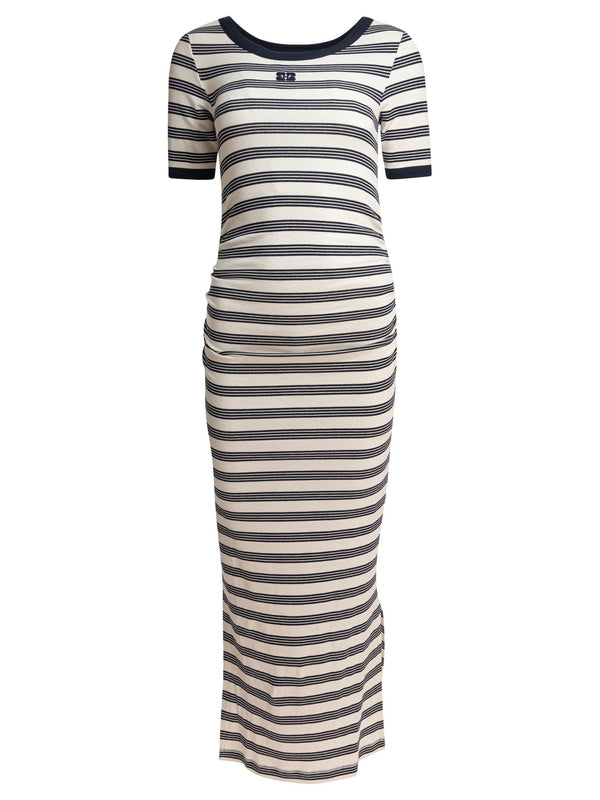 Logo Patch Stripe Cotton Blend Dress