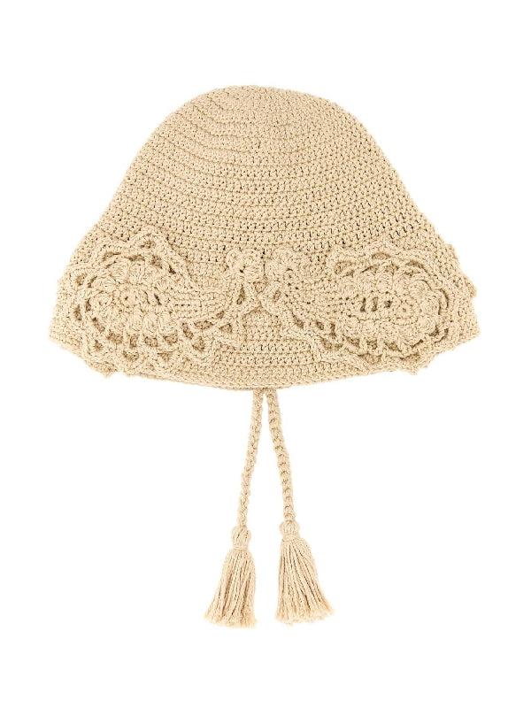 Tassel Detail Crochet Bucket Hat