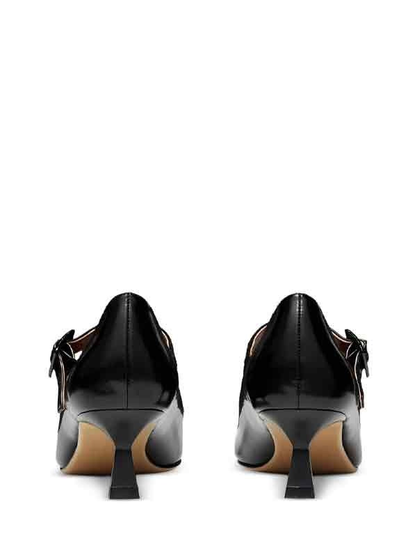 Square Toe Mid Black Heels