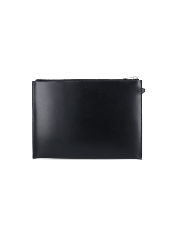 Cassandra Logo Leather Clutch Bag