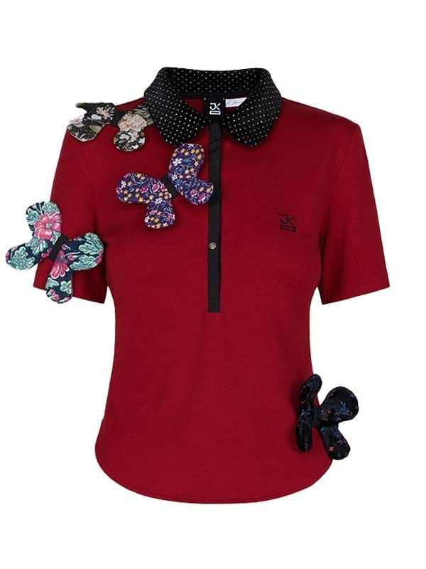Butterfly Embellished Logo Polo Shirt