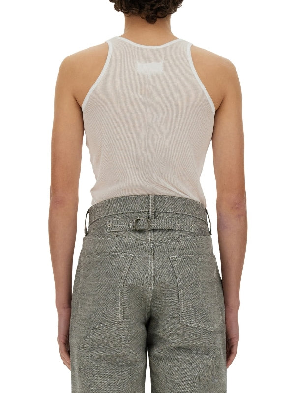 Back Stitch Cotton Silk Tank Top