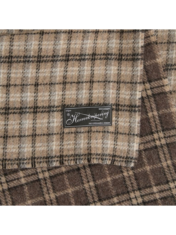 Brown Check Wool Scarf